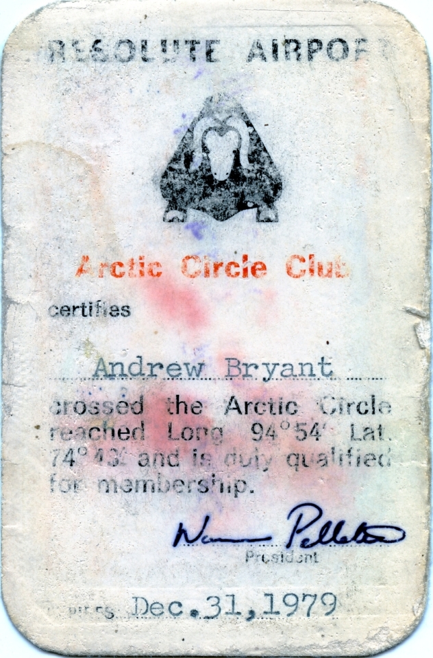 Arctic Circle Club membership card, 1979